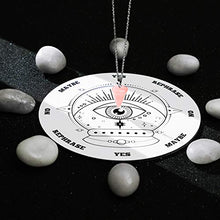 Load image into Gallery viewer, Pendulum Board Dowsing Divination Metaphysical Message Board Wooden Carven Board with a Crystal Dowsing Pendulum Necklace Witchcraft Wiccan Altar Supplies Kit (6 Inch)
