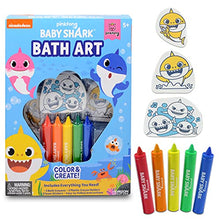 Load image into Gallery viewer, Pinkfong Baby Shark Baby Shark Bath Art Bundle for Kids, Toddlers ~ Baby Shark Shower Toys and Bathroom Accessories | Baby Shark Bath Toys for Boys and Girls with Samezu Shark Stickers
