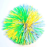 3.2Inch Colorful Stringy Ball,Thick Silicone Bouncing Fluffy Jugging Ball Monkey Stress Ball Office Stress Toys (Blue Green Yellow, Medium)
