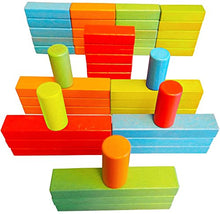 Load image into Gallery viewer, Wooden Bricks 45 Magnetic Building Blocks, Magnetic Building Set consisting of 25 Colorful Wooden Bricks with 2 Magnets, 15 Colorful Wooden Bricks with 3 Magnets, 5 Colorful Wooden risers
