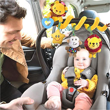 Load image into Gallery viewer, Hanging Car Seat Toys, Baby Activity Spiral Plush Toys with Music Box Rattles Monkey Lion Teether for Car Seat Stroller Crib, Car Ride Travel Toys for Infant Newborn 0 3 6 12 Months
