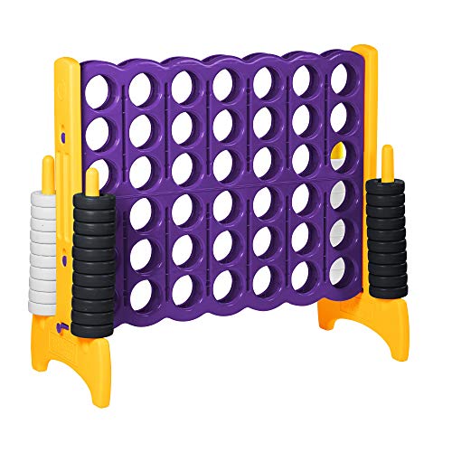 ECR4Kids Jumbo 4-To-Score Giant Game Set - Oversized 4-In-A-Row Fun for Kids, Adults and Families - Indoors/Outdoor Yard Play - 4 Feet Tall - Purple and Gold