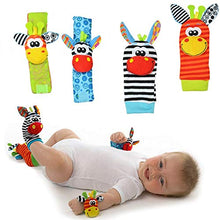 Load image into Gallery viewer, PLAY IT DEALS Foot Finders &amp; Wrist Rattles for Infants Developmental Texture Toys for Babies &amp; Infant Toy Socks &amp; Baby Wrist Rattle  Newborn Toys for Baby Girls &amp; Boys. (Includes 4 rattles)
