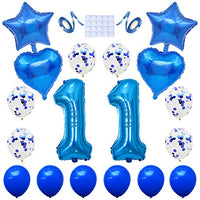 Yijunmca Blue 11 Number Balloons Kit Jumbo Number 11 32