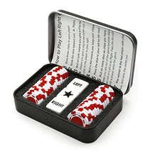 Load image into Gallery viewer, Bilywey Left Right Center Dice Game Set with 3 Dices + 30 Red Poker Chips + Black Storage Carry Tin (Red)
