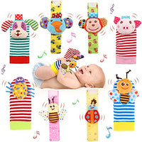 Wrist Rattles Foot Finder Rattle Sock Baby Toy,Rattle Toy,Arm Hand Bracelet Rattle,Feet Leg Ankle Socks,Activity Rattle Present Gift for Newborn Infant Babies Boy Girl Bebe (8 pcs)