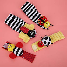 Load image into Gallery viewer, Colorful Easily Cute Sock Hanging Toy, Infant Soft Sock, Wrist Rattles Toy, for Children Baby(A Set of Butterfly Ladybug Socks Wrist 02)
