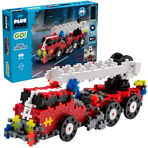 PLUS PLUS - GO! Fire Fighter Truck - 360 Pieces - Model Vehicle Building Stem / Steam Toy, Interlocking Mini Puzzle Blocks for Kids
