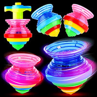 PROLOSO 12 Pack Flashing Spinning Tops Light Up Spin Toys LED Gyro Peg Tops Glow in The Dark Party Favors for Kids