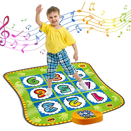 Interactive Dance Mat for Kids Number Rhythm Step Pad Musical Dancing Challenge Playmat Gift Toys for Boys Girls with LED Lights, Adjustable Volume, Built-in Music, 3 Difficulty Levels (36.6