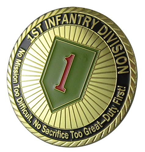 U.S. United States Army USA | 1st Infantry Division | No Mission Too Difficult, No Sacrifice Too Great - Duty First! | Gold Plated Challenge Coin
