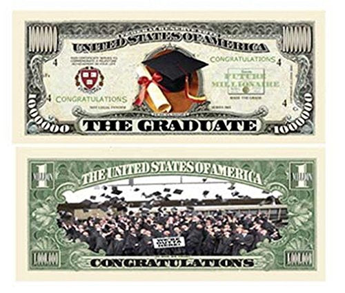 100 The Graduation Million Dollar Bills with Bonus Thanks a Million Gift Card Set