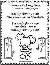 Load image into Gallery viewer, Hickory Dickory Dock Nursery Rhyme Felt Figures | Adorable Felt Figures for Flannel Board Teaching for Toddlers, Preschoolers and Kindergarten - Large Uncut Felt Characters

