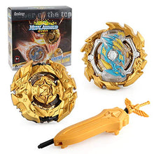Load image into Gallery viewer, Bey Battle Tops Metal Fusion Burst Turbo Gyro Evolution Set with 4D Launcher Grip and Stadium-Golden
