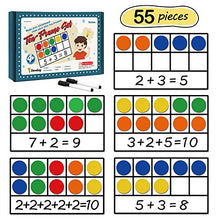 Load image into Gallery viewer, Torlam Magnetic Ten-Frame Set - Math Manipulative for Elementary - 5 Ten Frames &amp; 55 Magnetic Math Counters for Kids, Math Games for Kindergarten (Upgraded Version for Hand-held &amp; 2 Black Pens)
