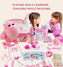 Load image into Gallery viewer, MorTime 42 Pcs Examine &amp; Treat Pet Vet Play Set, Children&#39;s Medical Toy Set, Animal &amp; People Play Sets, Helps Children Develop Empathy, Educational Equipment, Pink
