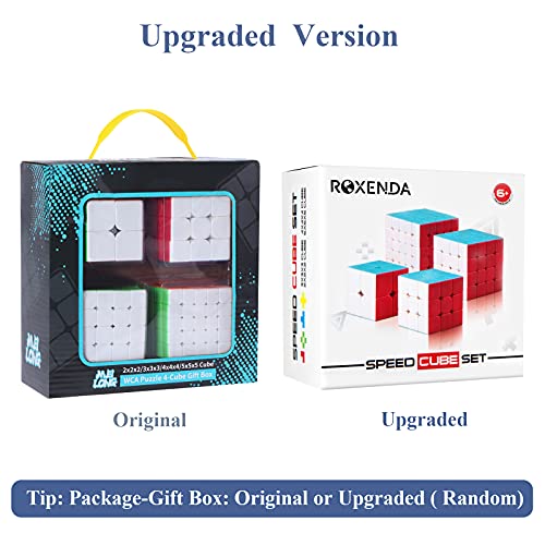 Vdealen Speed Cube Set, 2x2 3x3 4x4 5x5 Stickerless Speed Cube Bundle-  Bright Magic Cube Pack, Smooth Cube Puzzle with Gift Packing Games Toy