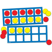 EAI Education Jumbo Magnetic QuietShape Foam Ten Frames with Counters - Set of 2 with 20 Counters