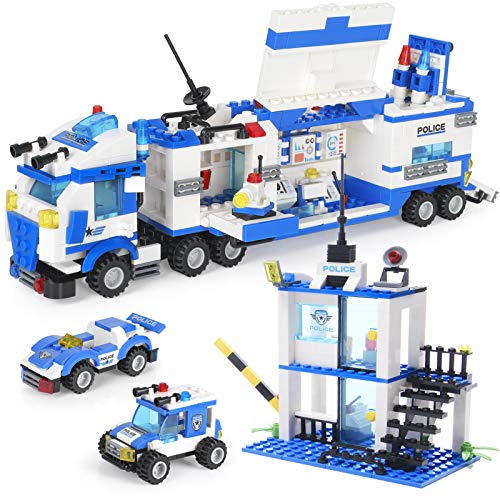 SWAT City Police Station Building Blocks Toys, with Anti-Terrorism Police Command Center Truck, Police Station and Cop Cars for Boys Kids Construction Toys 776 Pieces