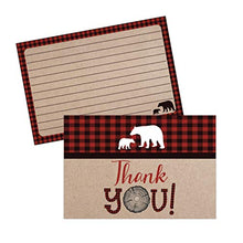 Load image into Gallery viewer, Lumberjack Baby Shower Thank You Cards, Boy Baby, Mama Bear Baby Shower Favor, Woodland Baby Shower, 20 Thank You Cards and Envelopes
