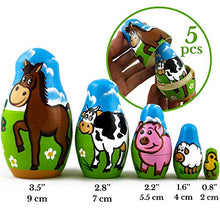 Load image into Gallery viewer, Wood Nesting Dolls for Kids Animals Figurine Set 3 Pcs - Wooden Matryoshka Pet Woodland Creatures and Safari Animals Stacking Toys
