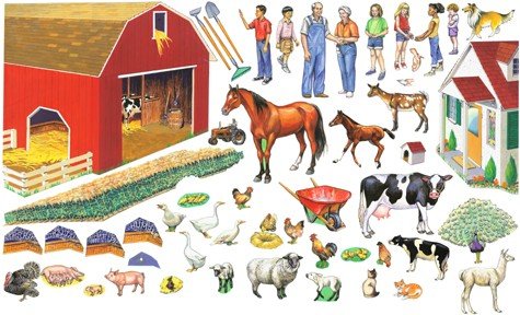 Grandpa's Fun on the Farm Set 50 Precut Felt Figures for Flannel Board + Literature Small Size