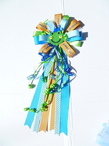 Frog &Prince Charming Themed Baby Shower Corsage for Mom(royal Blue, Lime Green, Gold and Aqua Blue)