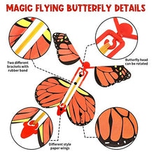 Load image into Gallery viewer, JUNBESTN Magic Flying Butterflies 20 Pack Wind Up Fairy Flying Toy Surprise Cards Party Favor for Kids Classroom School Easter Stuffers Birthday Greeting Card Stocking Stuffers
