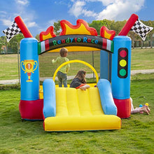 Load image into Gallery viewer, RETRO JUMP Inflatable Bounce House for Kids, Racing Theme Bouncy Castle with Basketball Hoop - Blower, Carring Bag Included
