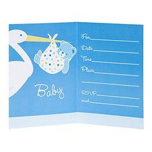 Load image into Gallery viewer, Blue Stork Baby Shower Invitations, 8ct

