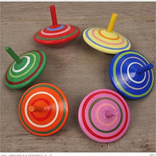 Load image into Gallery viewer, 6 Pcs Set of Handmade Painted Wood Spinning Tops, Wooden Toys Educational Toys Kindergarten Toys Standard Tops
