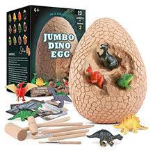 Load image into Gallery viewer, Dinosaur Egg Digging Toy, Oversized Dinosaur Egg Digging kit, Children&#39;s Toy with 12 Different Dinosaur Toys, Archeology and paleontological Toys
