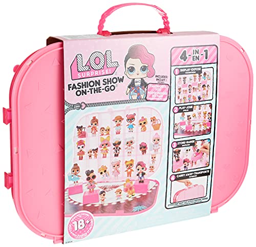 LOL Surprise Fashion Show On-The-Go 4-in-1 Playset and Carrying Case  Display 18+ dolls and Pets Creativity for Kids - Hot Pink Play Set Storage Fashion Studio