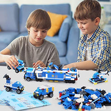Load image into Gallery viewer, 968 Pieces City Police Station Building Blocks Set, 24-in-1 Mobile Command Center Truck Building Toy Includes Cop Car, Helicopter, Patrol Boat, Learning &amp; Roleplay STEM Toy Gift for Boys Girls Aged 6+
