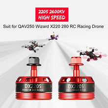 Load image into Gallery viewer, Kiminors 2Pcs DX2205 2205 2600KV 2-4S CW/CCW Brushless Motor for QAV250 Wizard X220 280 RC FPV Drone Airplane Helicopter Multicopter

