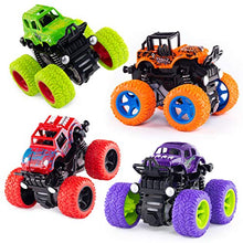 Load image into Gallery viewer, 4 Pack Monster Truck Toys for Boys and Girls, Inertia Car Educational Toy Cars, Friction Powered Push and Go Toy Cars, Christmas Gift Birthday Party Supplies for Toddlers Kids (4 Color)
