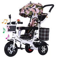 New Kids Tricycle Trike, Children's Bicycle Trolley 1-3-5 Years Old Rotatable Music Light Bicycle 2-6 Girl Car (Color : F)