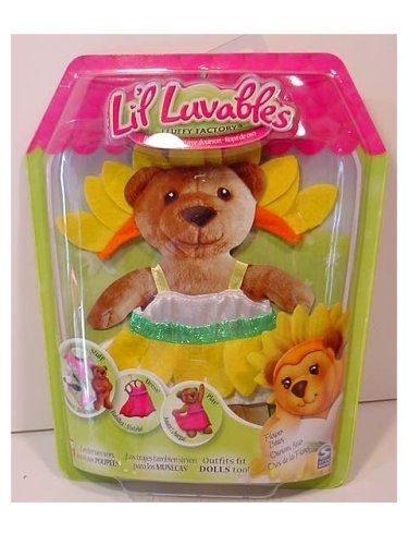 Lil Luvables Fluffy Factory Bear Wear Flower Outfit