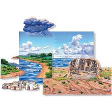Load image into Gallery viewer, Water &amp; Sky Flannel Board Cover &amp; Shoreline Cave City&amp; Desert Overlays Scripture Stories Bible Felt- Precut Small makes 15x23 size felt board
