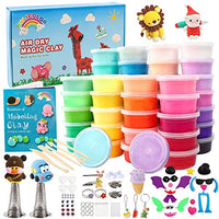 HOLICOLOR 50 Colors Air Dry Clay Magic Modeling Clay for Kids with 1 White and 1 Black Kids Arts and Crafts Kit with Accessories and Tools, Best Gift for Girls and Boys 3-12 Year Old