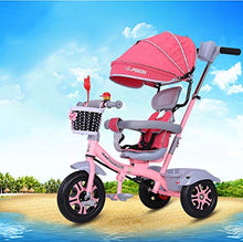 Load image into Gallery viewer, Moolo Children&#39;s Tricycle, Kids&#39; Trikes 4 in 1 Bicycle 1-3-6 Year Old Trolley Child Bicycle Awning Reversible Folding Pedal Multi-Function (Color : Pink)
