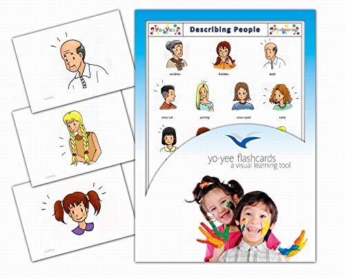 Yo-Yee Flash Cards - Describing People and Personal Description Picture Cards for Toddlers, Kids, Children and Adults - Including Teaching Activities and Game Ideas