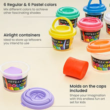 Load image into Gallery viewer, Arteza Kids Play Dough, 6 Pastel and 6 Bright Colors, 2.8-oz Tubs, Soft, Air-Tight Containers, Art Supplies for Kids Crafts and Playtime Activities
