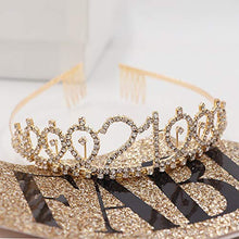 Load image into Gallery viewer, &quot;21 &amp; Fabulous&quot; Sash &amp; Rhinestone Tiara Set - 21st Birthday Gifts Birthday Sash for Women Birthday Party Favors (Glitter Gold/Black)
