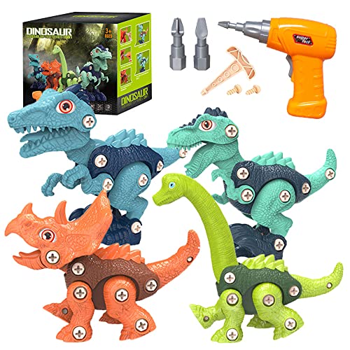 WDGISAO Kids Dinosaur Toys, Take Apart Dinosaur Toys for Kids, Gifts for 3 4 5 6 7 8 Year Old Toddler Boys, STEM Building Toys with Electric Drill for Boys Age 3-8