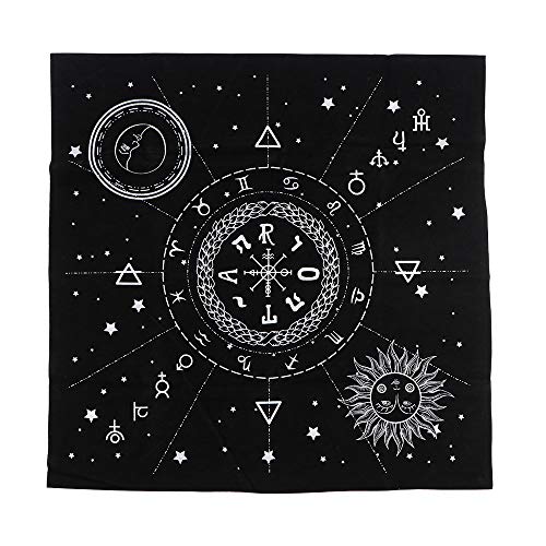 MNBD Divination Tapestry Black Astrology 12 Constellations Tarot Card Cloth Tarot Tablecloth Board Game 49X49cm