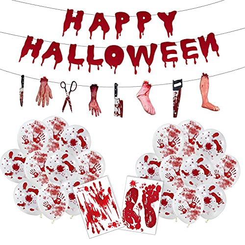 YIQAO Latex Balloons Set Halloween Scary Handprint&Footprint Pattered