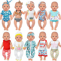 ZITA ELEMENT 10 Sets 14-16 Inch Baby Doll Clothes Outfits with Swimsuits Jumpsuits Fits 15 Inch Baby Doll, 18 Inch Girl Doll Clothes and Accessories