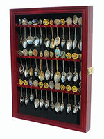 Tea Spoon Souvenir Spoon Display Case Rack Cabinet, Real Glass Door, (Cherry Finish)
