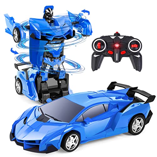 Subao Remote Control Car Kids Transform Robot RC Cars 2.4GHz RC Robot Car with One-Button Deformation 360 Rotating and Drifting Remote Car Toys for Boys Girls Age 4-7 8-12 Birthday Xmas Gift (Blue)